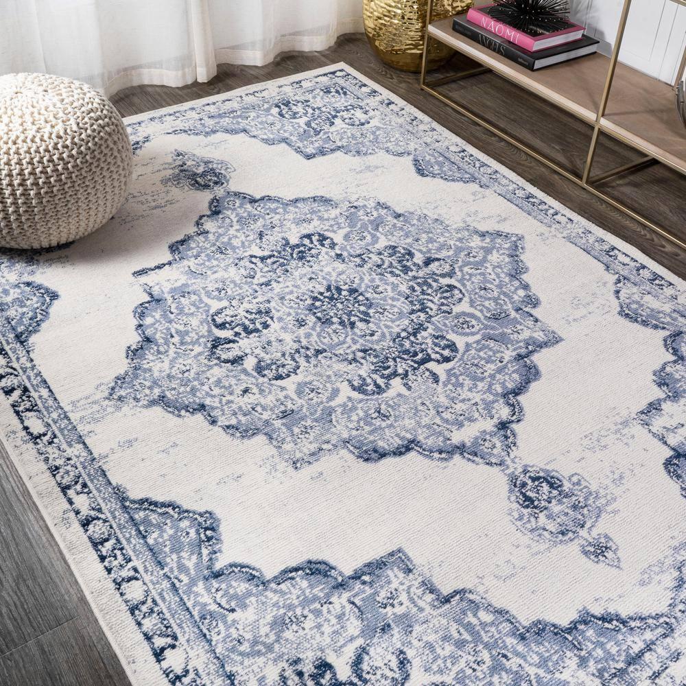 8'x10' Alhambra Ornate Medallion Modern Area Rug, Light Blue/Ivory - JONATHAN Y