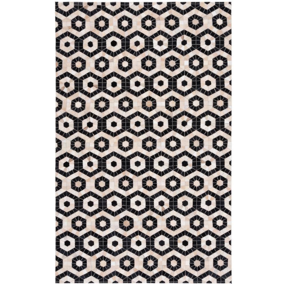 Studio Leather STL234 Flat Weave Area Rug - Black/Beige - 5'x8' - Safavieh