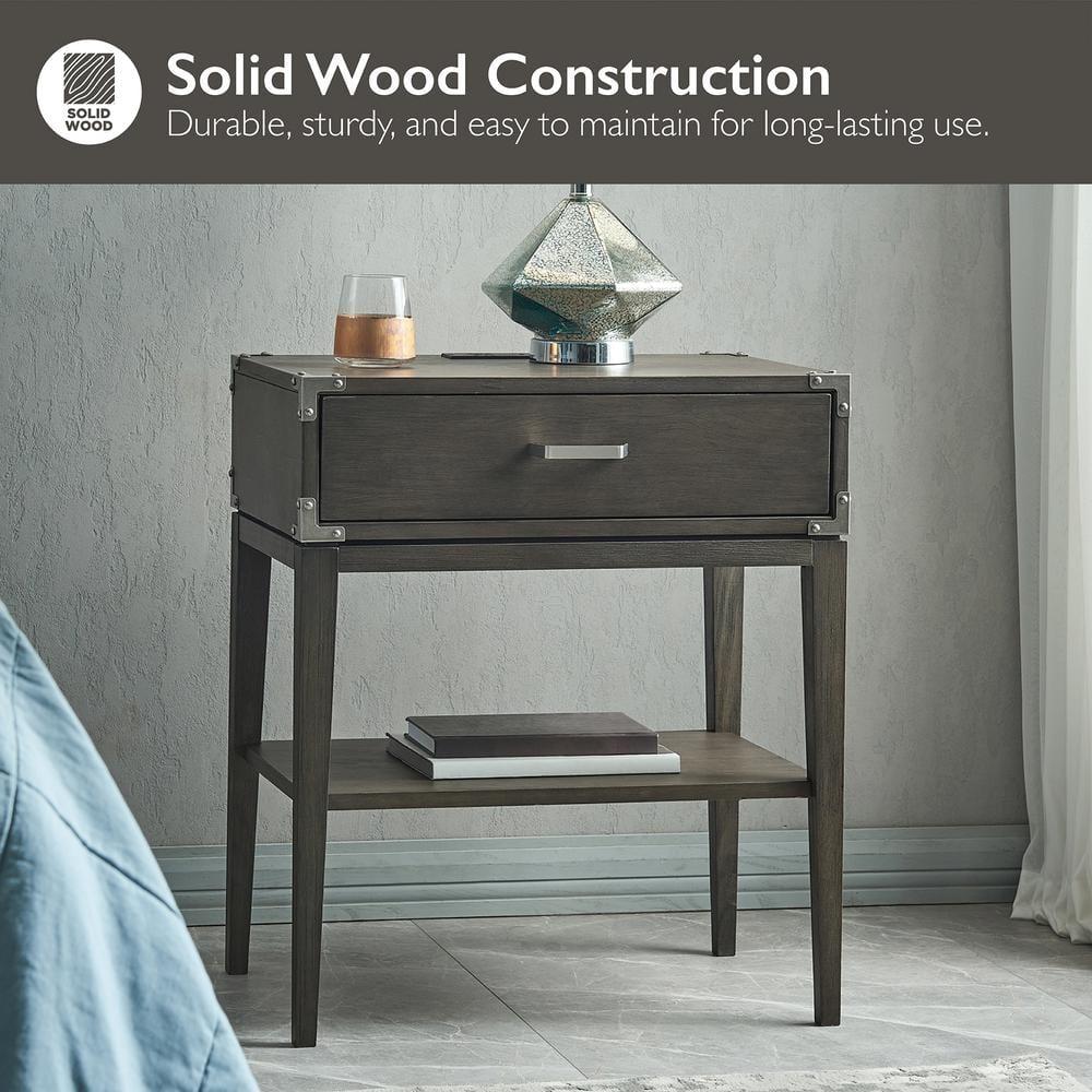 Red Barrel Studio® Beckett Solid + Manufactured Wood Side Table in Anthracite & Reviews | Wayfair