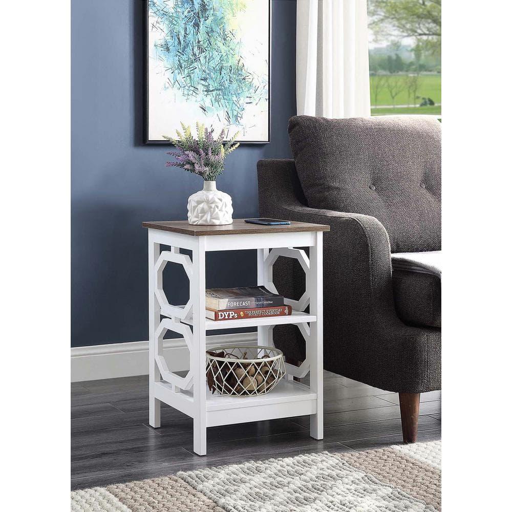 Convenience Concepts Omega End Table with Shelf, Driftwood/White