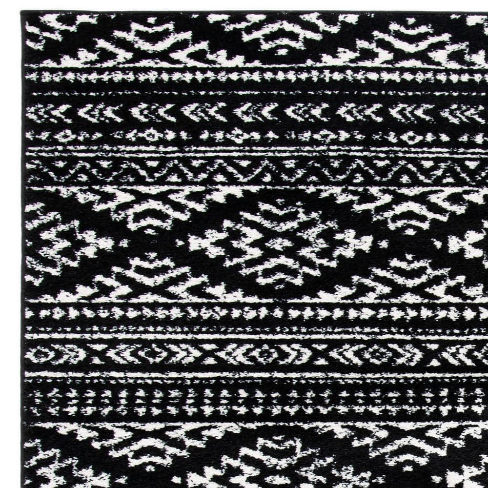 Tulum TUL272 Power Loomed Area Rug - Black/Ivory - 5'x5' - Safavieh.