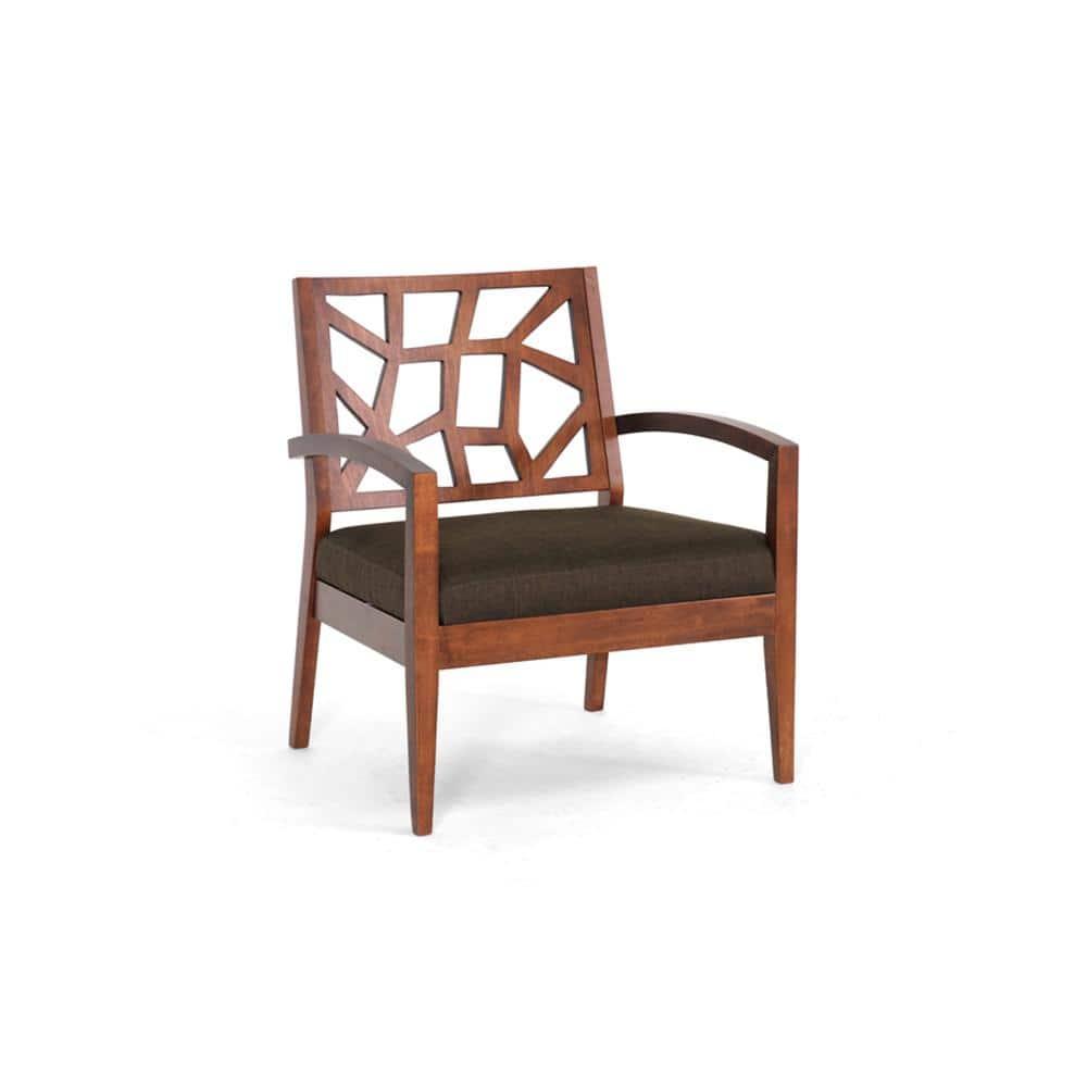 Jennifer Modern Lounge Chair Dark Brown - Baxton Studio: Danish Style, Upholstered, Walnut Veneer, Indoor Use