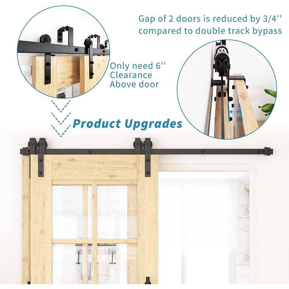 Lazio Steel Double Door Barn Door Hardware Kit Single Bypass