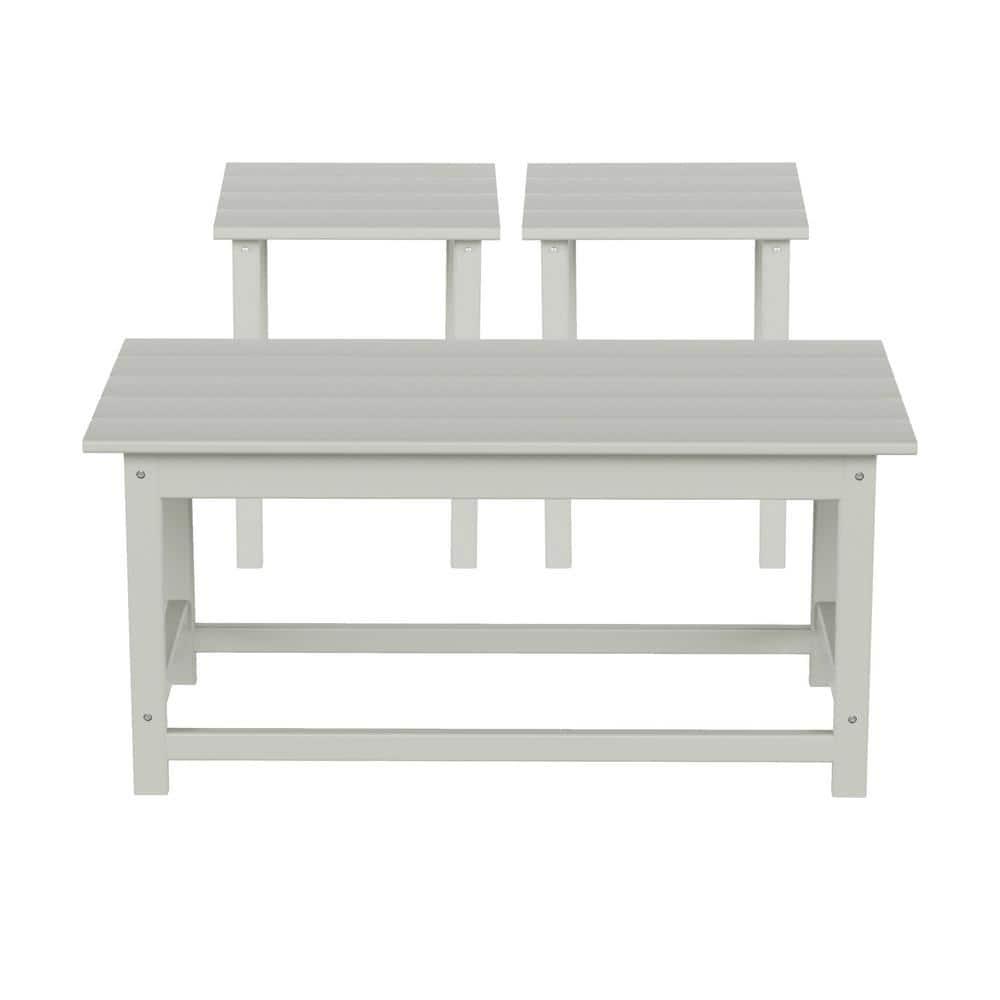 Polytrends  Laguna Hdpe All Weather Outdoor Patio Coffee And Side Tables (3-Piece Set) Sand