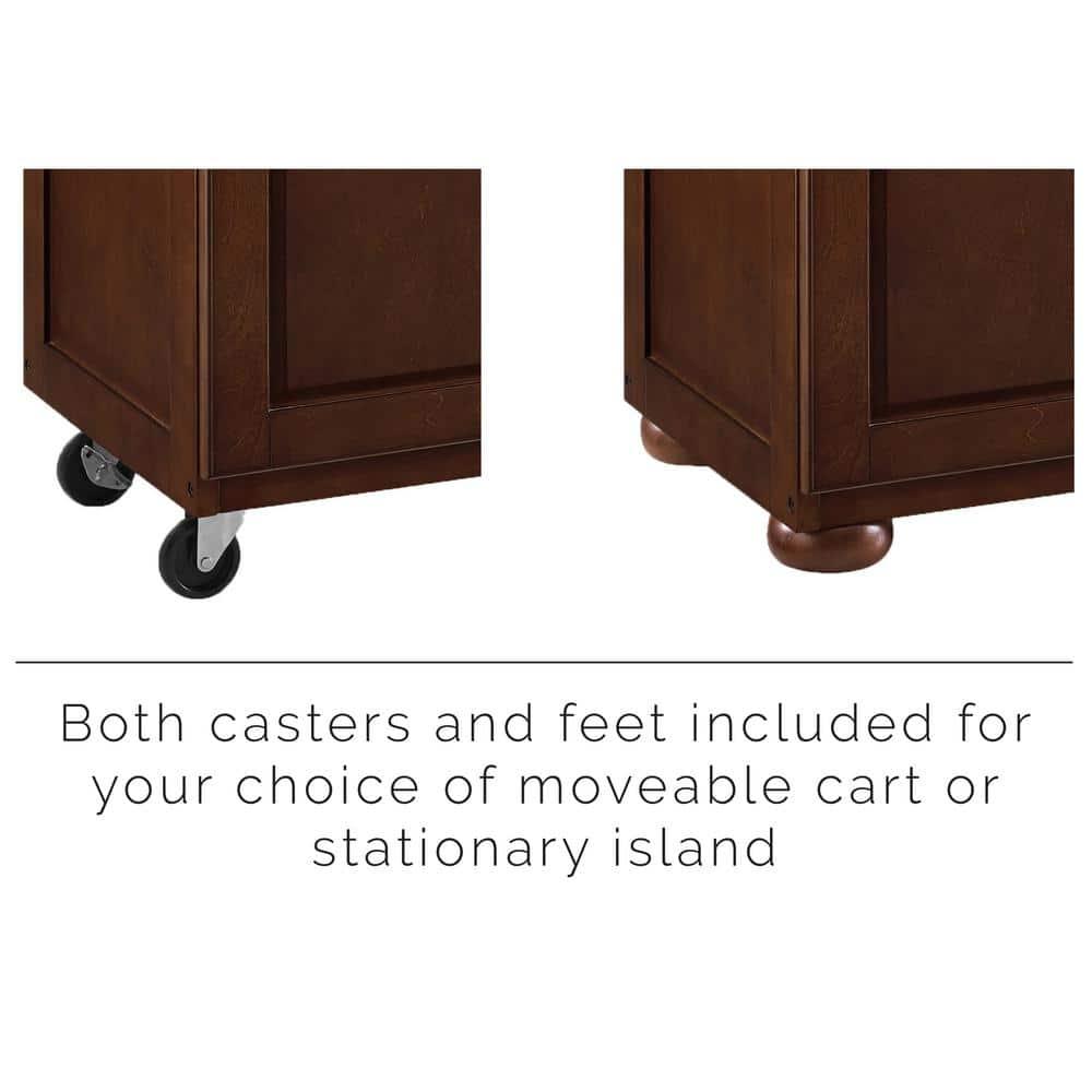 Crosley Eleanor Natural Wood Top Kitchen Island in Mahogany