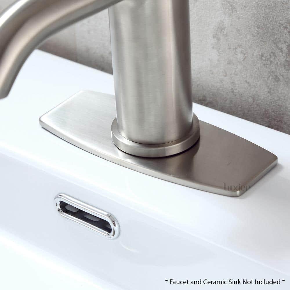 BWE 6.3 Inch Sink Hole Cover Bathroom Vessel Vanity Sink Faucet Rectangle Cover Deck Plate for 1 Or 3 Hole Escutcheon Brushed Nickel