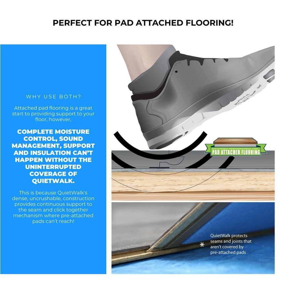 QuietWalk Underlayment 200 sq ft – 3 mm Thick – for Laminate & Hardwood Floors – Approved for Pre-Attached Pad – Recycled Fiber – Floating Install – Sound & Moisture Barrier – Made in USA