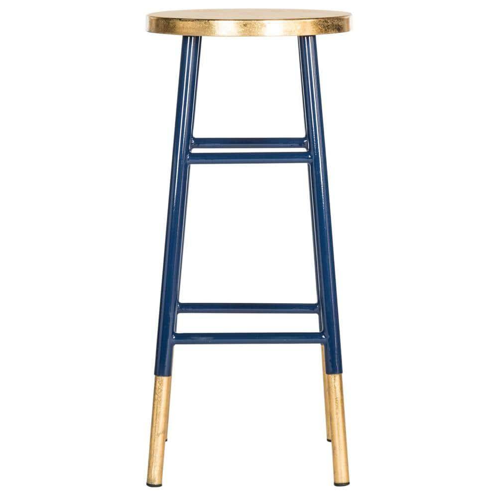 Emery Dipped Gold Leaf Bar Stool - FOX3230 - Navy/Gold - Safavieh Couture