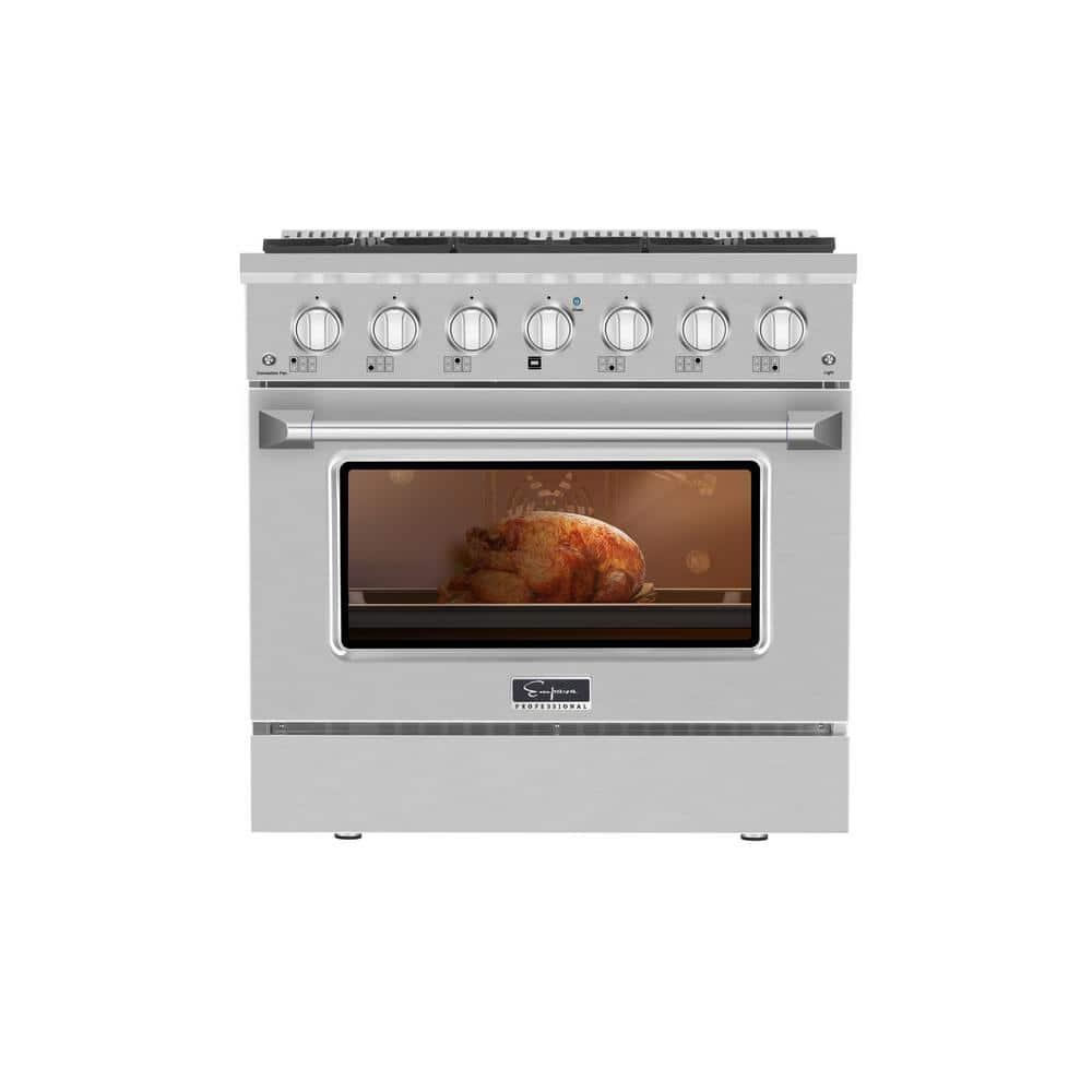 Empava 36" 5.2 Cubic Feet Smart Retro Natural Gas Slide-In Range with 6 Burners