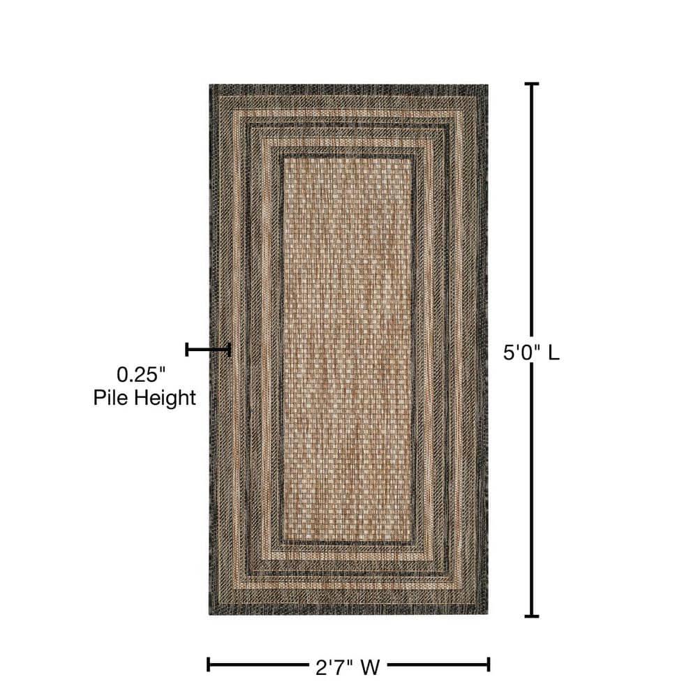 Courtyard CY8475 Power Loomed Indoor and Outdoor Accent Rug - Natural/Black - 2'7"x5' - Safavieh