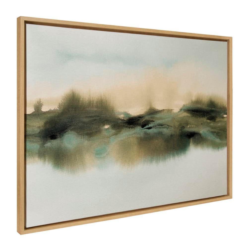 28" x 38" Sylvie Tranquil Meadows Framed Canvas by Amy Lighthall Natural: Home Office Wall Decor - Kate & Laurel All Things Decor