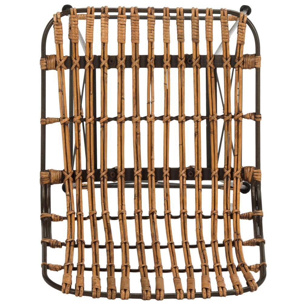 Minerva Wicker Counter Stool (Set of 2)  - WIK6509 - Natural Brown Wash/Black - Safavieh