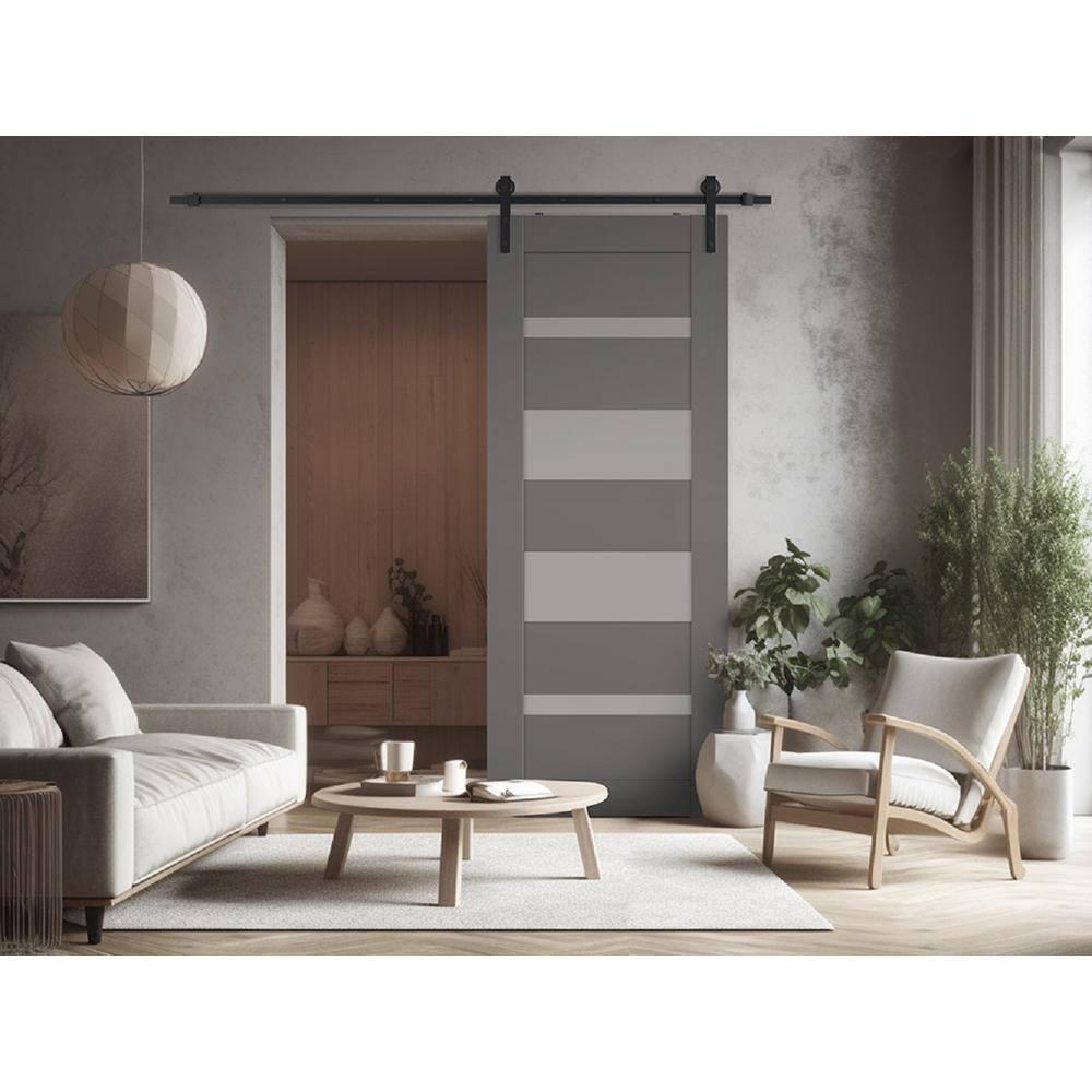 Belldinni Mirella Solid Manufactured Wood and Glass Barn Door with Installation Hardware Kit