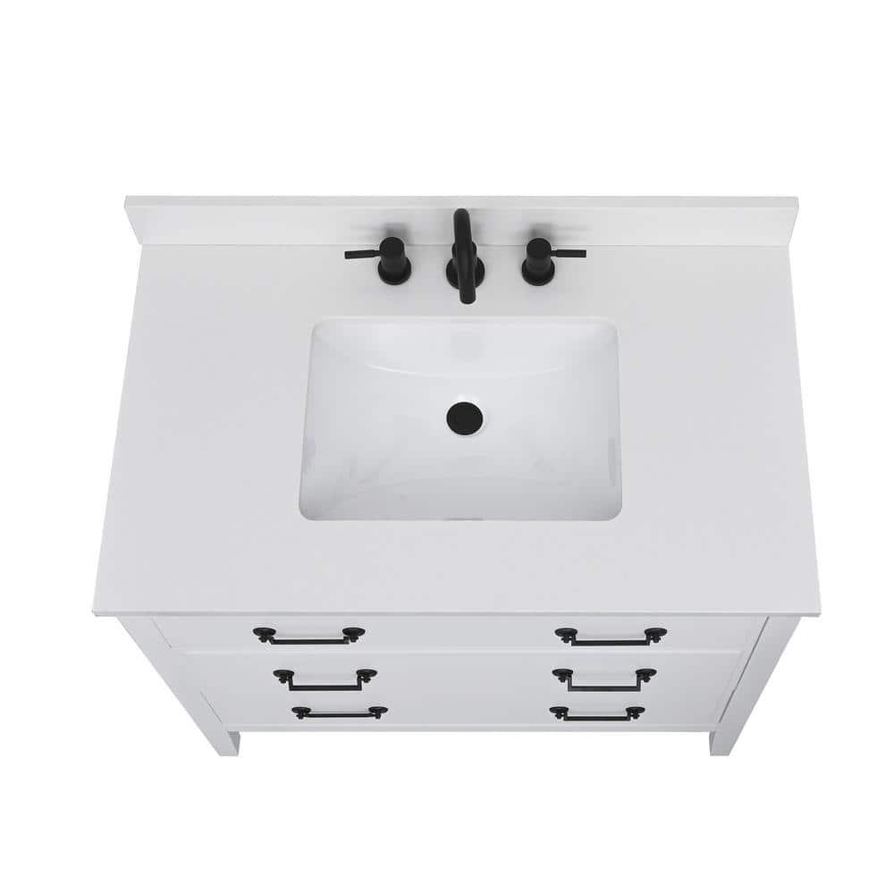37'' Quartz Single Bathroom Vanity Top with Sink