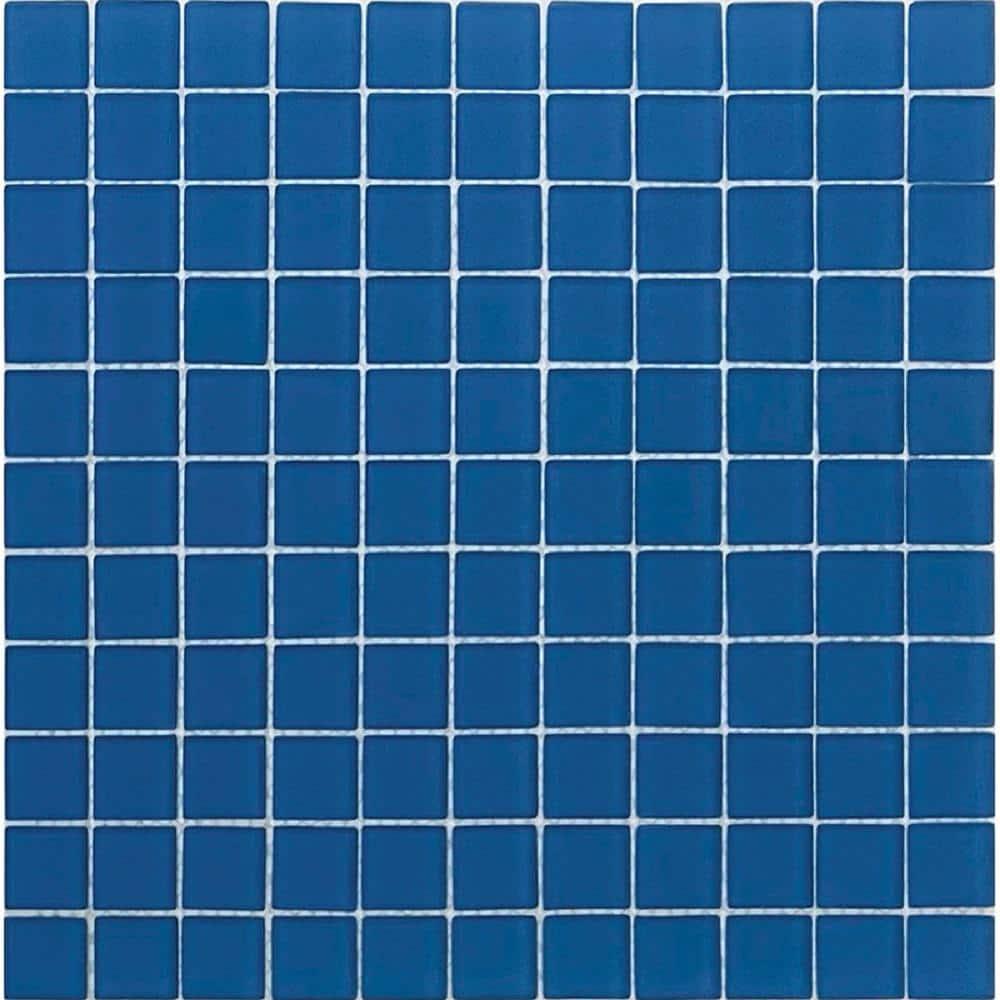 10 pack Cerulean Blue 11.8 in. x 11.8 in. 1X1 Matte Finished Glass Mosaic Floor and Wall Tile (9.67 Sq. ft./Case)