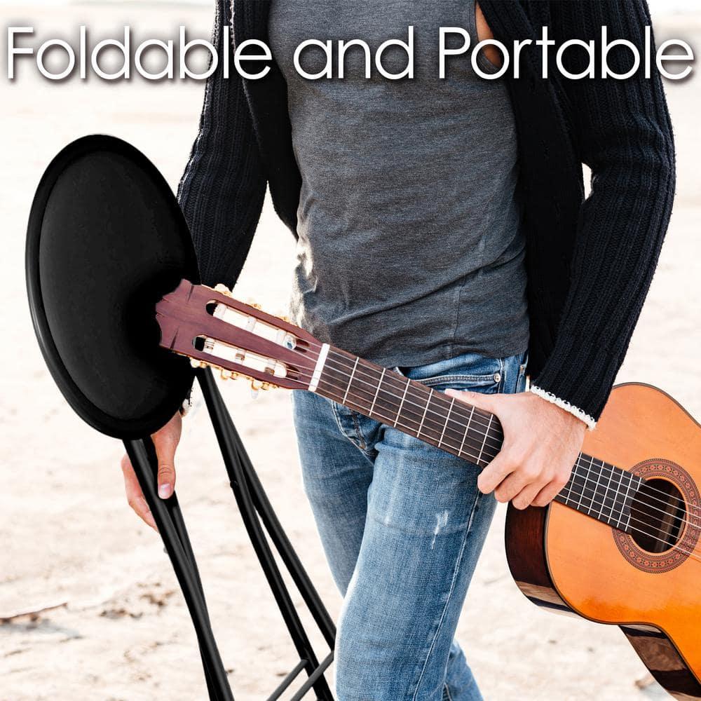 Trademark Home Heavy-Duty 24-Inch Folding Stools with Padded Seats, Black, Set of 4