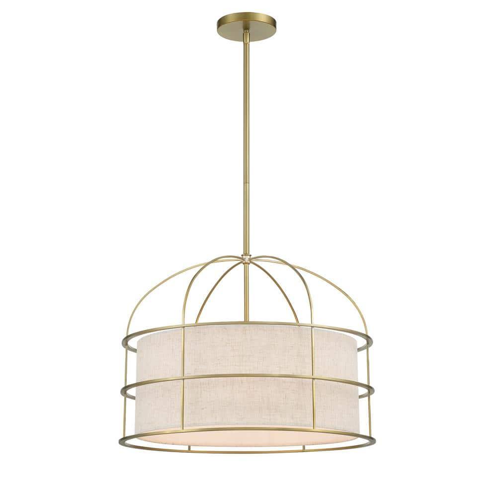 2155-695-Minka Lavery-Gateway Park - 5 Light Convertible Pendant-15 Inches Tall and 20 Inches Wide-Soft Brass Finish