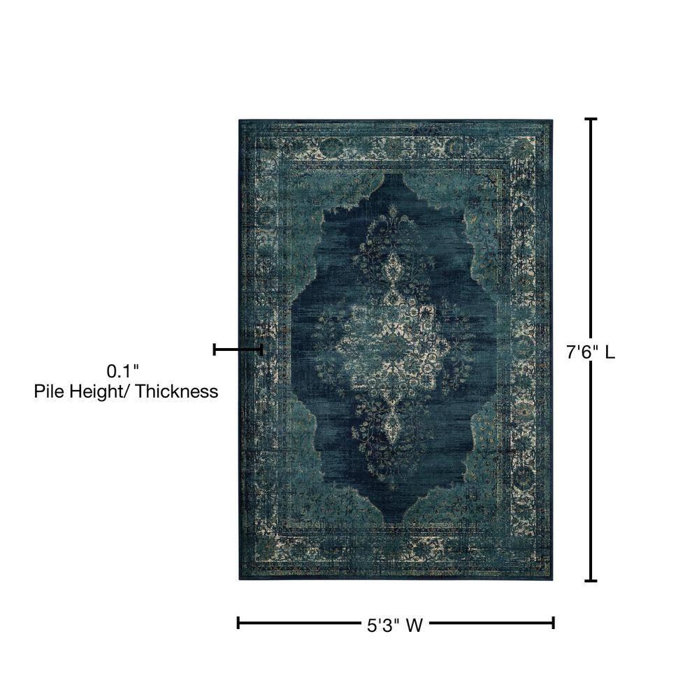 SAFAVIEH Vintage Winthrop Traditional Area Rug, Navy, 5'3" x 7'6"