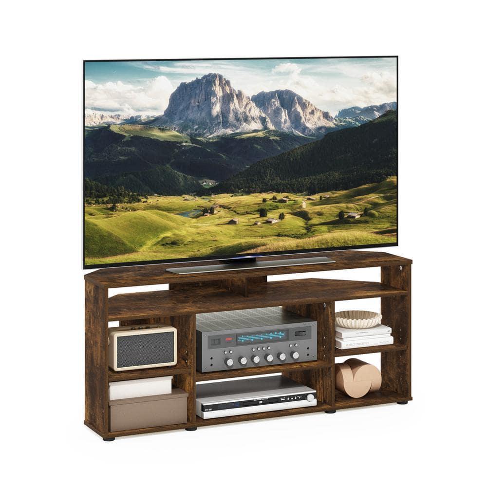 Furinno Jensen Corner TV Stand TV up to 55 Inches, Amber Pine