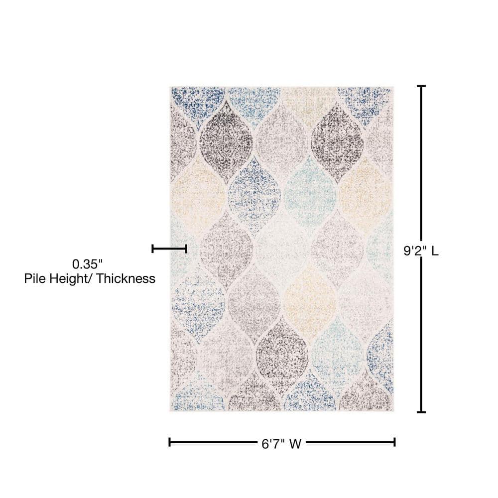 Madison MAD604 Power Loomed Indoor Area Rug - Ivory/Blue - 6'7"x9'2" - Safavieh