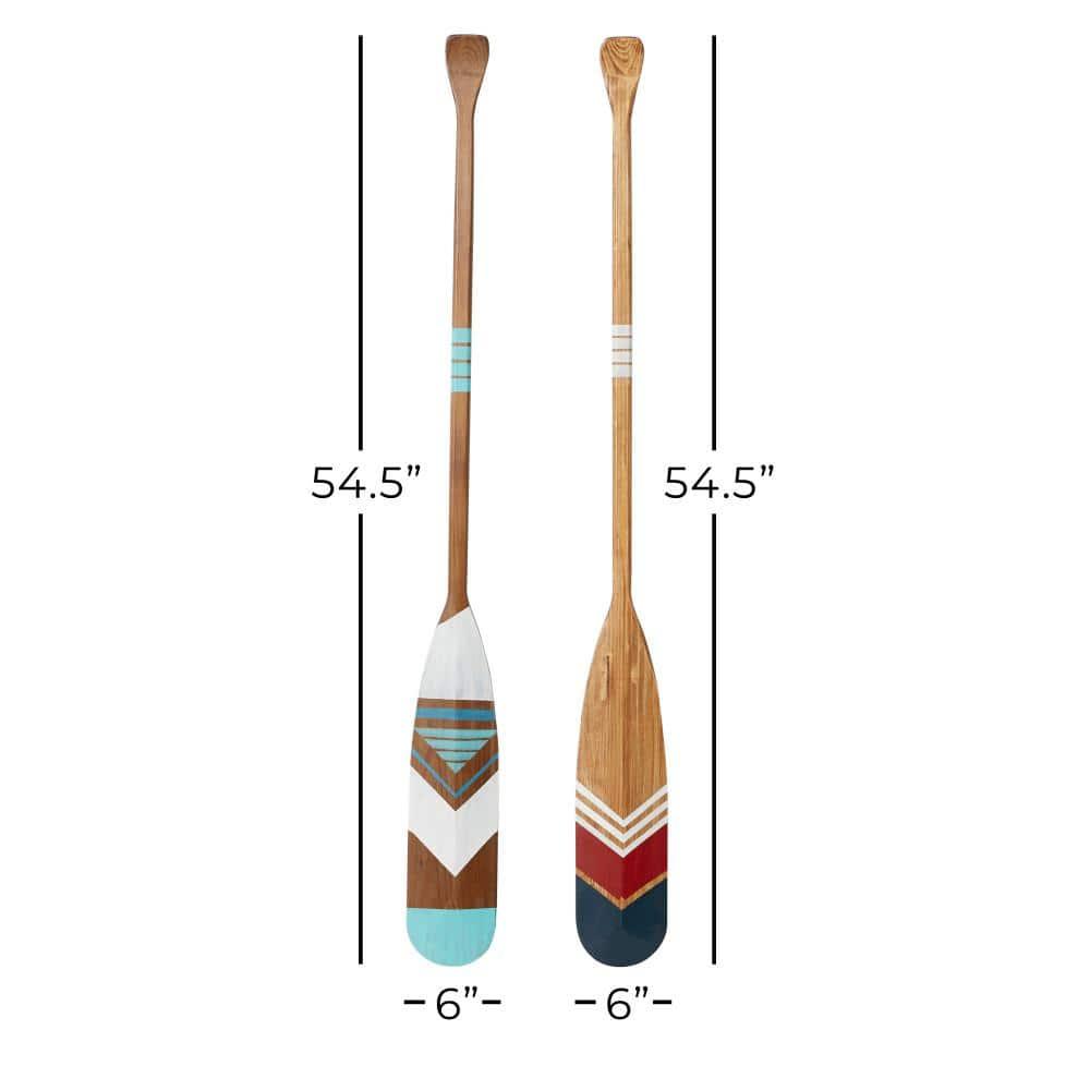 DecMode Multi Colored Wood Novelty Canoe Oar Paddle Wall Decor with Arrow and Stripe Patterns (2 Count)