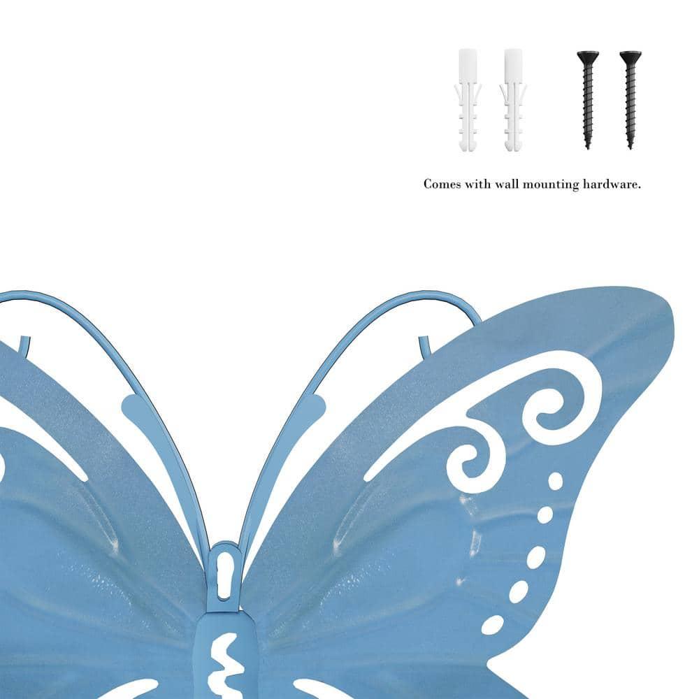 Butterfly Metal Wall Art 3 Piece Set- Hand Painted Decorative 3D Nature Butterflies for Modern Farmhouse Rustic Home or Office Decor by Lavish Home
