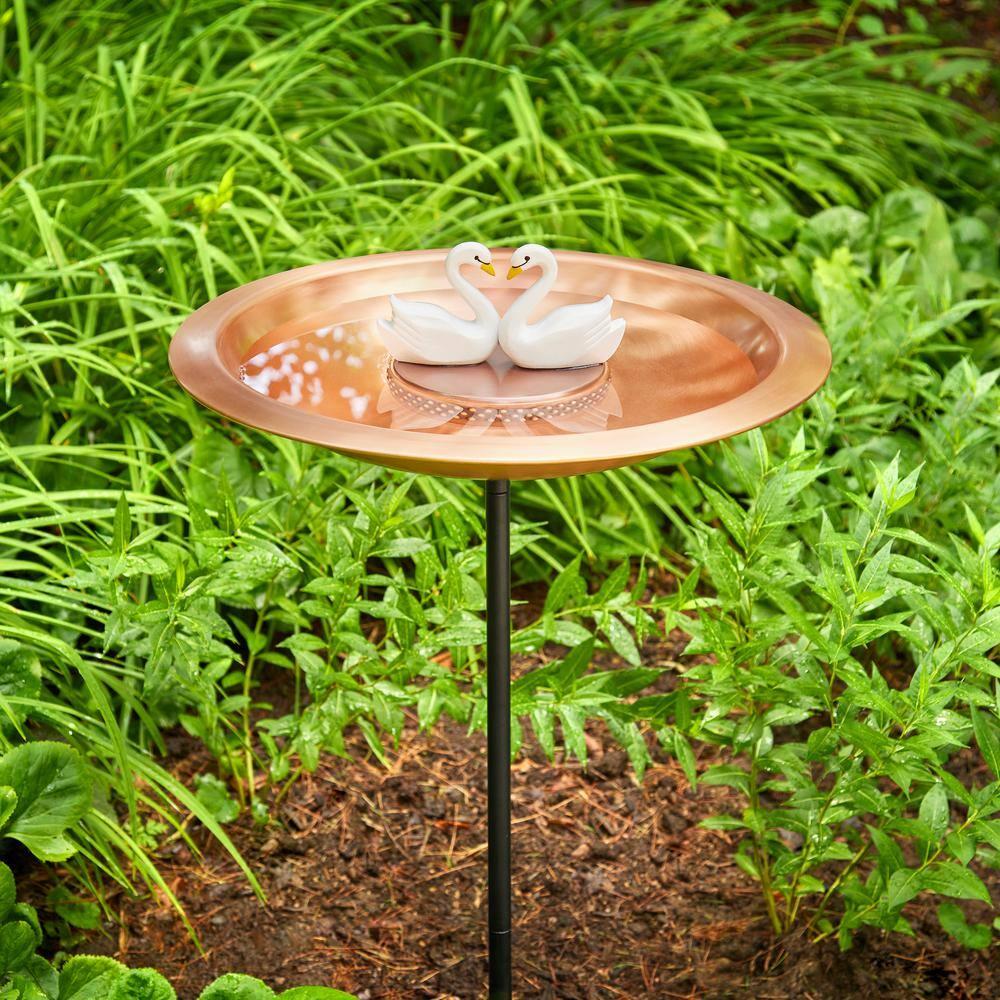 Good Directions 18" Copper Bird Bath with Swans