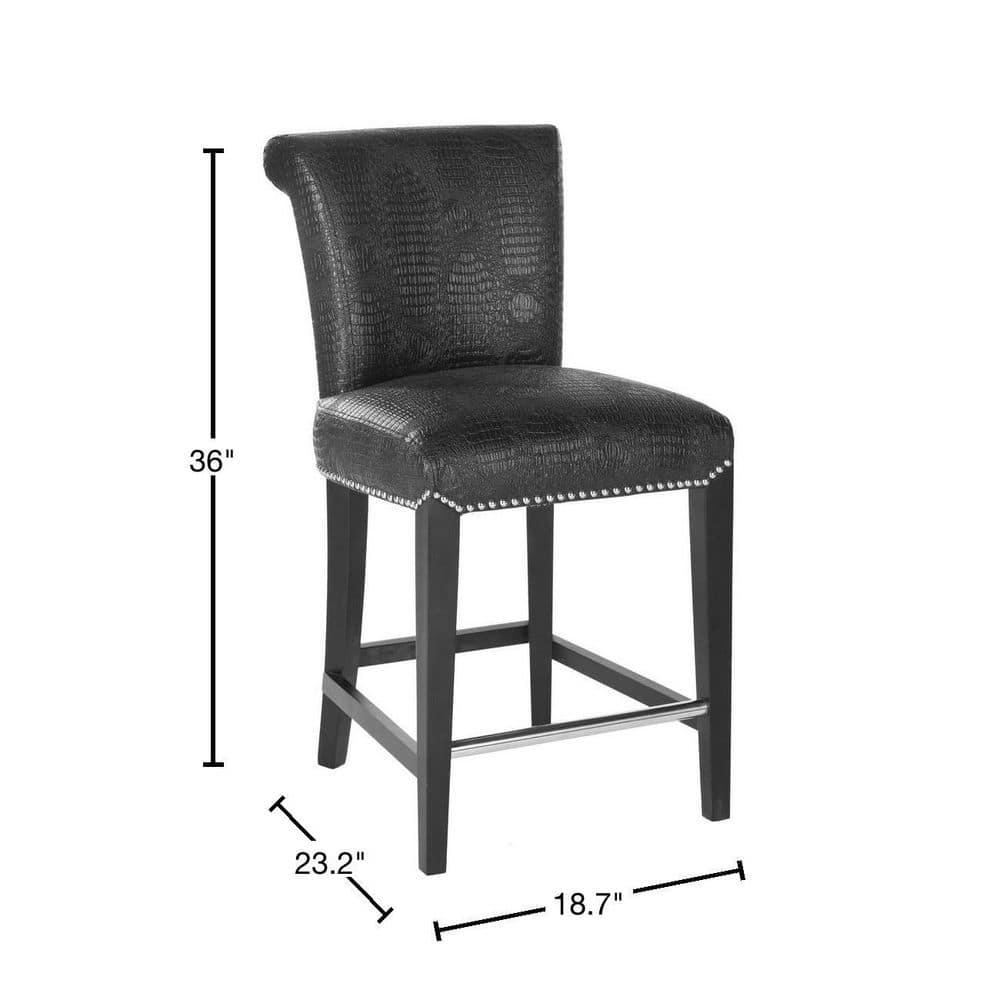SAFAVIEH Seth Counter Stool Black / Crocodile