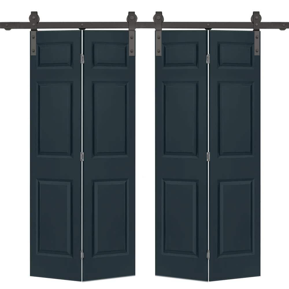 Calhome Paneled MDF Composite Double Bifold Barn Doors with Installation Hardware Kit