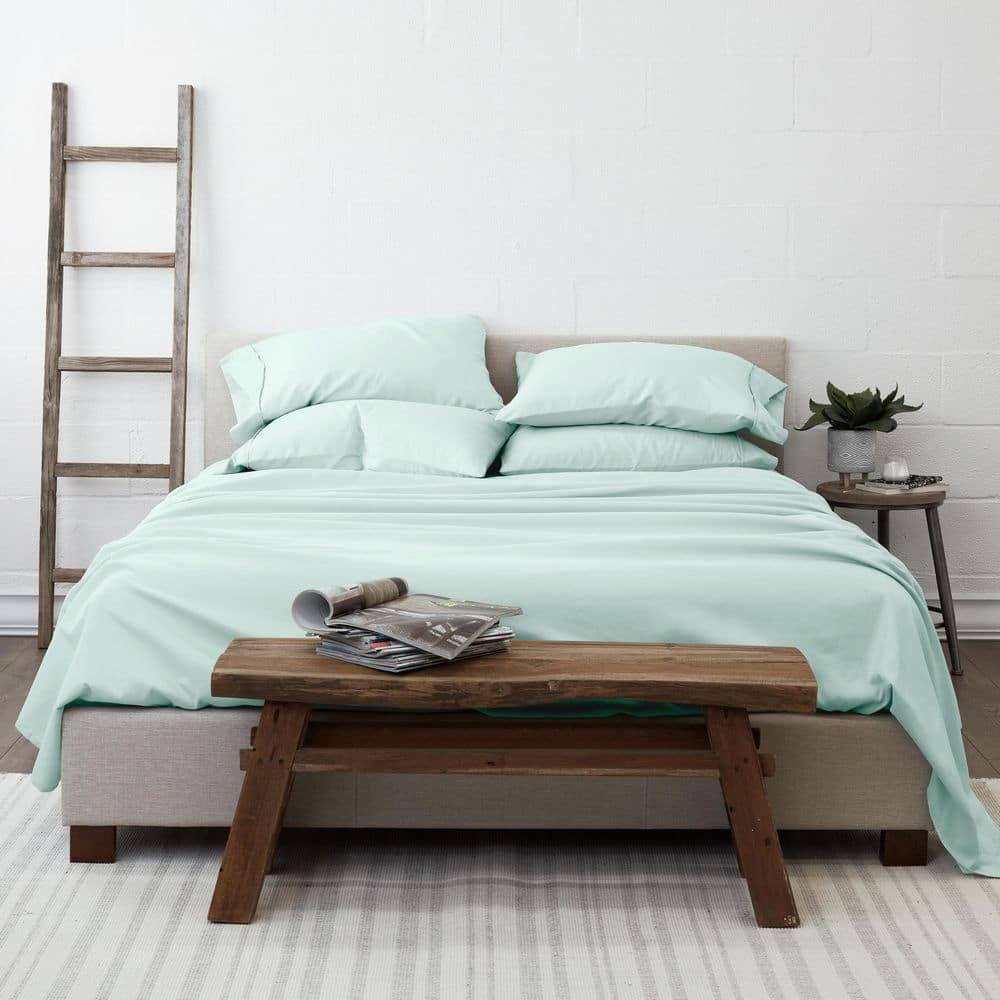 Twin, Mint Solid Microfiber 6 Piece Bed Sheet Set, by Noble Linens