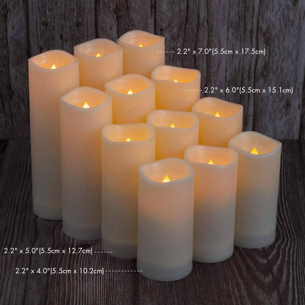 Aignis Indoor Flameless LED Candles Battery Operated with Remote Timer and Wax-Like Shell for Home/Wedding/Holiday Decor, Set of 2(D 2.95" x H 6")