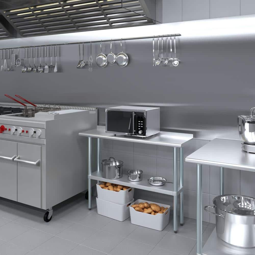 48" Stainless Steel Kitchen Utility Table with Adjustable Shelf