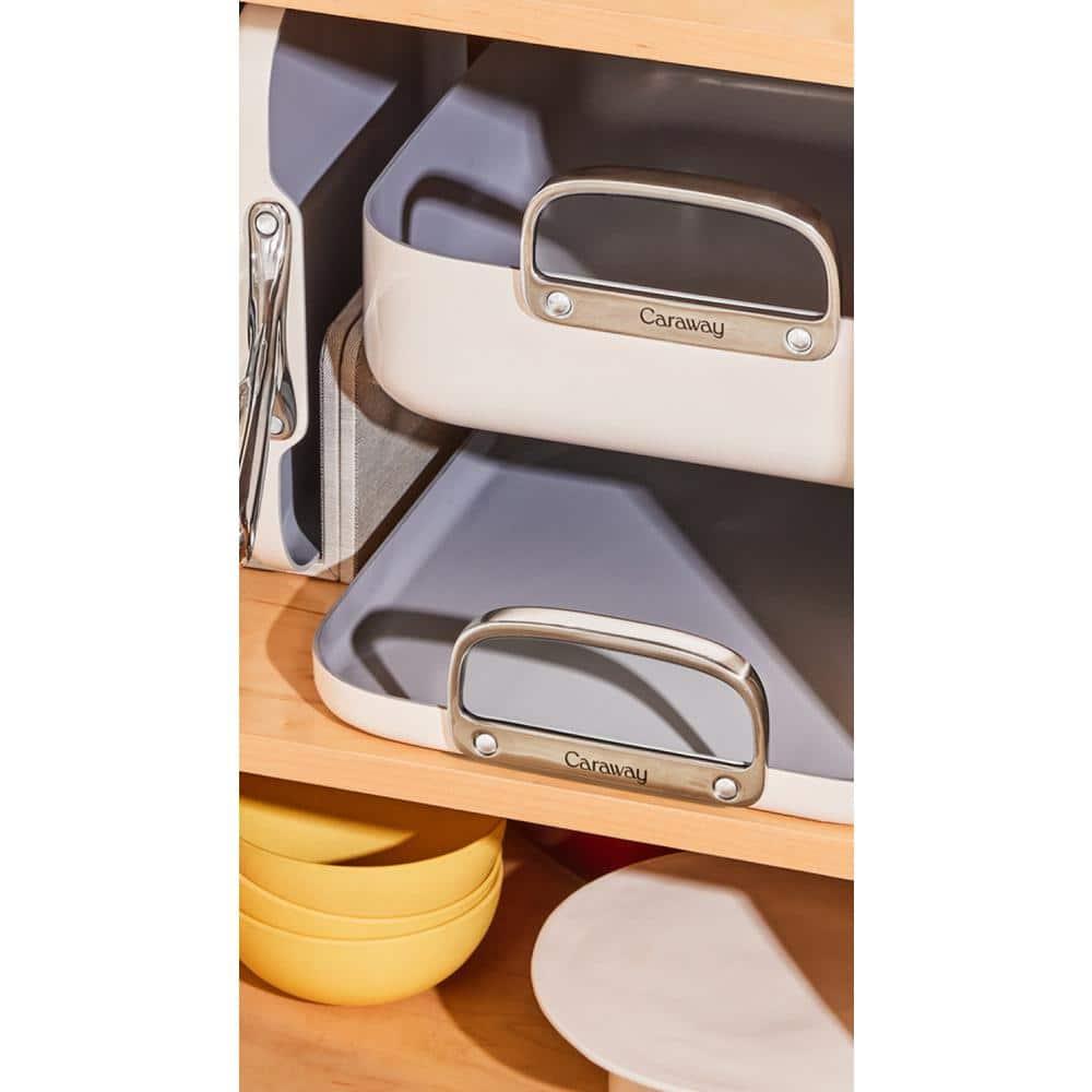 Caraway Home 7pc Square Cookware Set Marigold: Nonstick Ceramic, Silicone Polyester, Electric & Gas Compatible