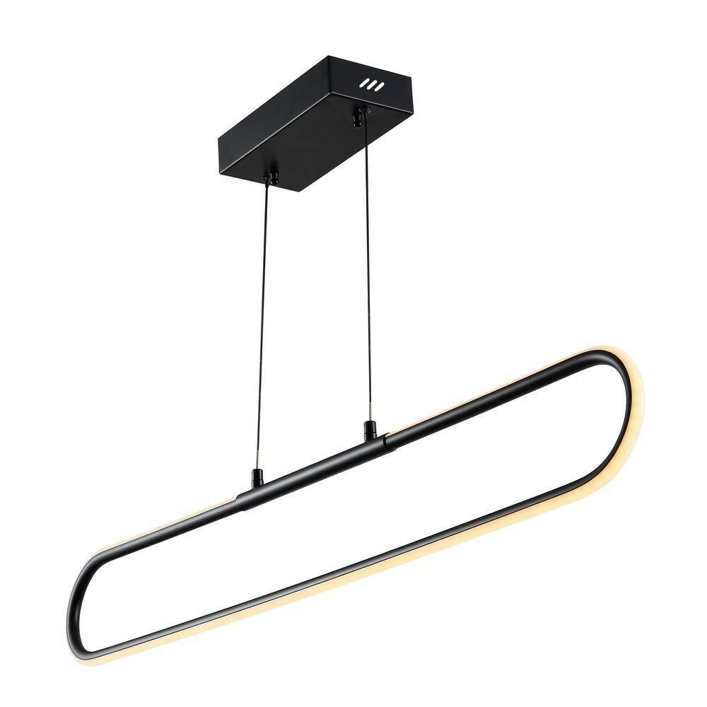 Ned 39" Dimmable Adjustable Integrated LED Metal Linear Pendant, Black