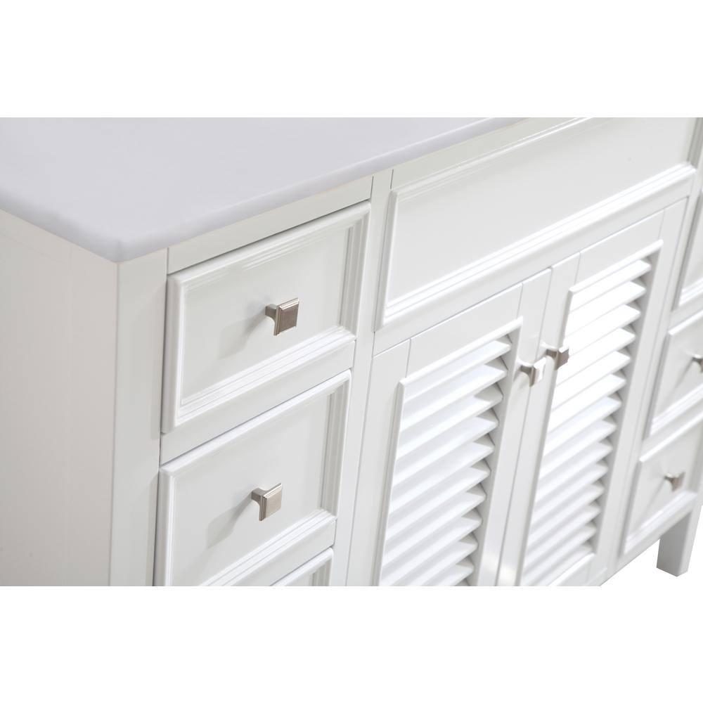 48 in. Single Bathroom Vanity with Ivory White Engineered Marble, White