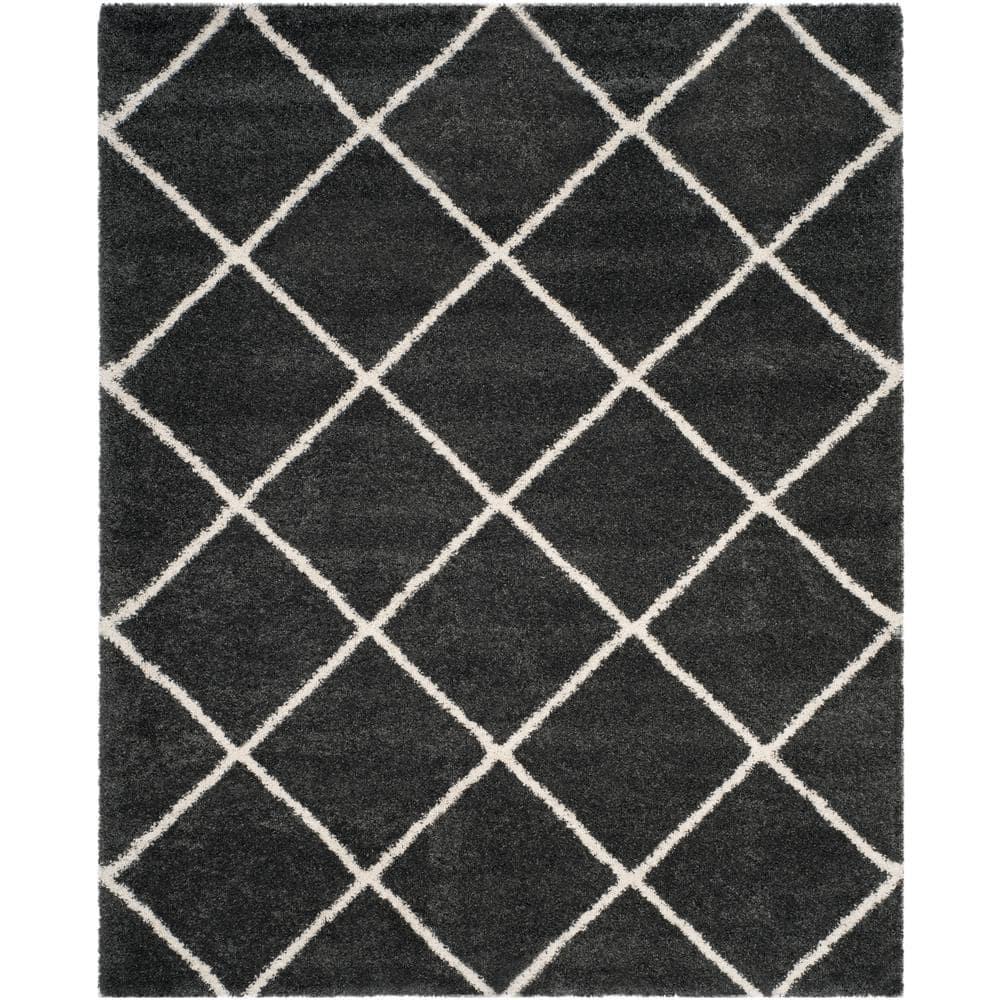 Hudson Shag SGH281 Power Loomed Indoor Area Rug - Dark Grey/Ivory - 8'x10' - Safavieh