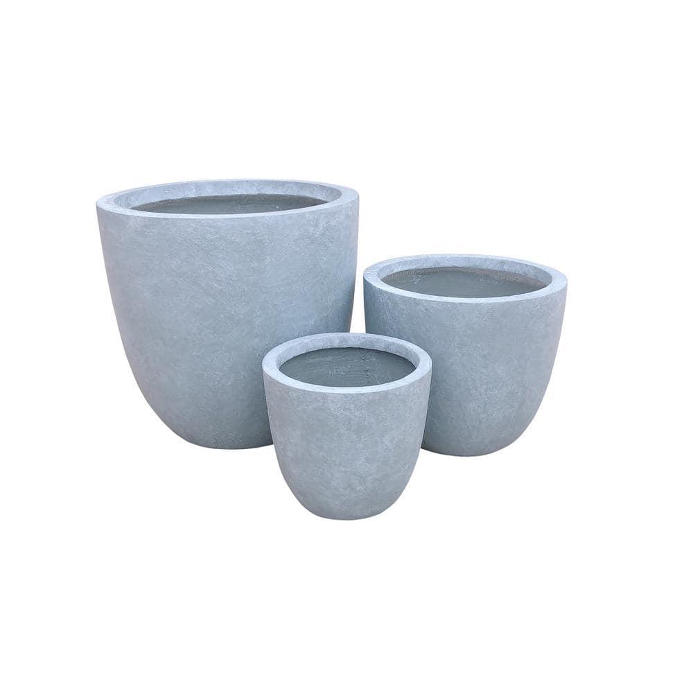 Set of 3 17" Kante Seamless Concrete Planters for Patio & Garden - Rosemead Home & Garden, Inc.