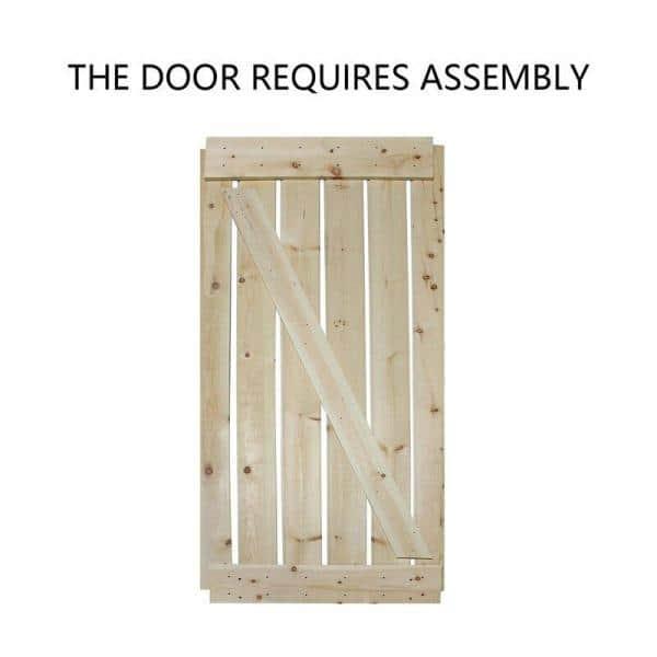 Calhome 84'' Solid Wood Paneled Painted with Installation Hardware Kit Barn Door