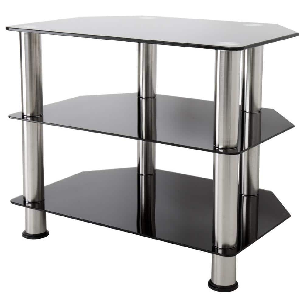 AVF Classic SDC600-A - Stand - corner - for TV / AV System - stainless steel, tempered glass - black glass, chrome effect - screen size: 12"-32" - floor-standing