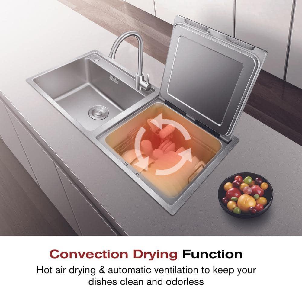 FOTILE FOTILE Right Orientation 2-In-1 In Sink Dishwasher 18-in Top Control Built-In Dishwasher, 57.8-dBA Standard Sound Level SD2F-P3