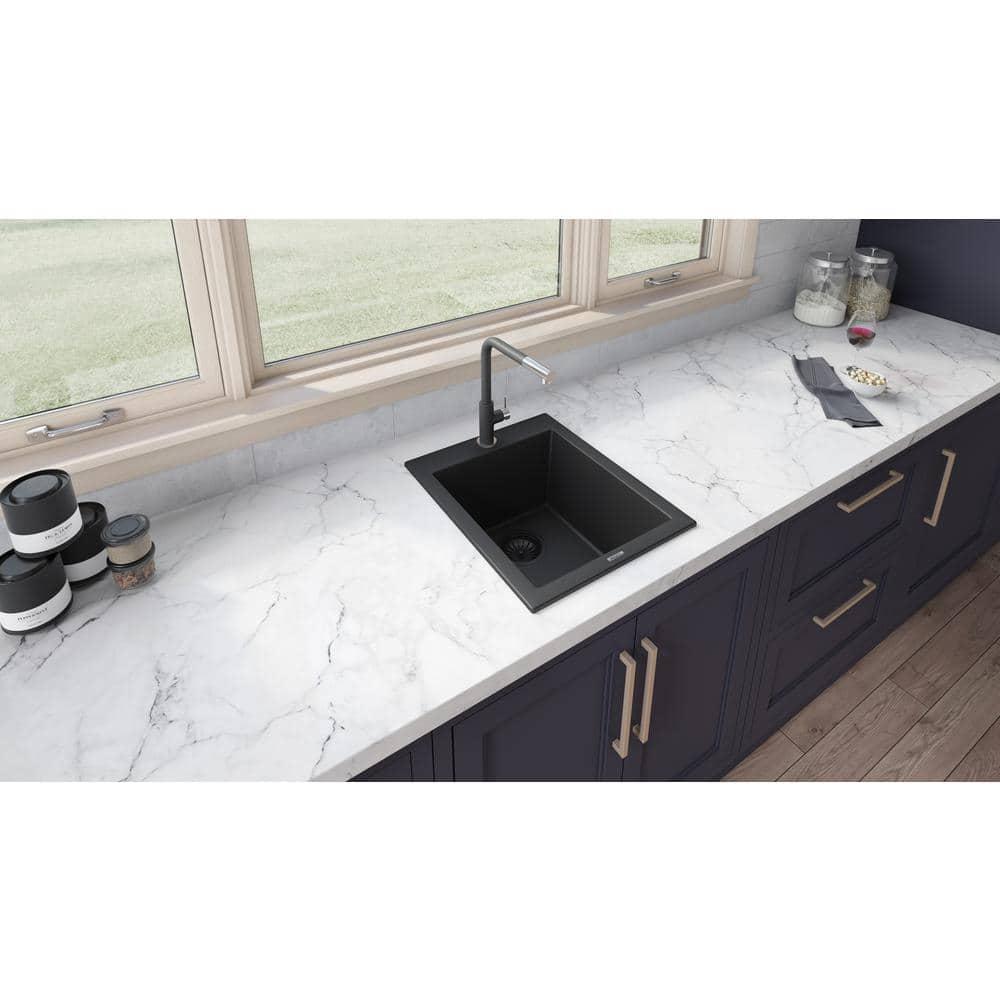 Ruvati 16 x 20 inch epiGranite Drop-in Topmount Granite Composite Kitchen Sink
