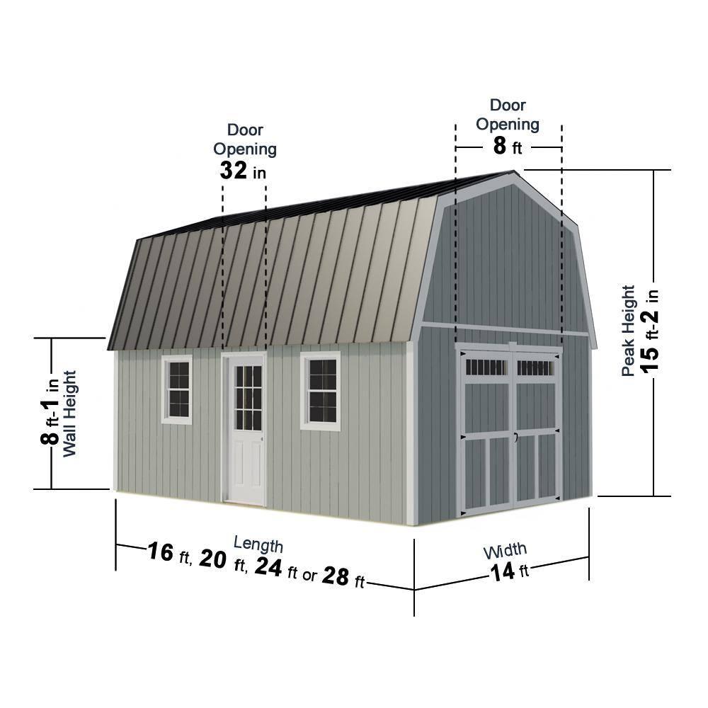 Best Barns Pinewood 14x16 Wood Storage Shed Kit