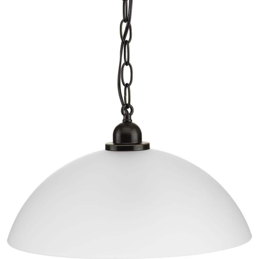 Progress Lighting, Classic Dome Pendant, 1-Light, Ceiling Light, Brushed Nickel, Etched Glass Shade