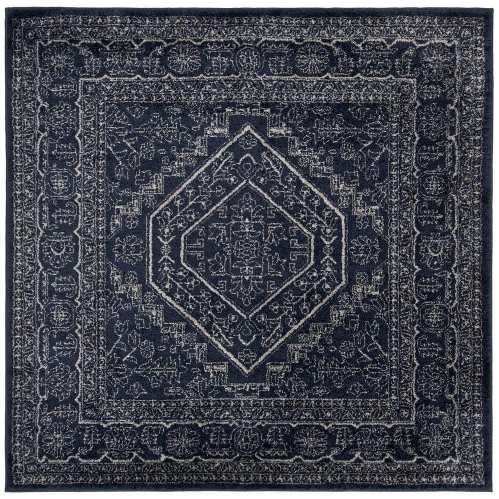 Adirondack ADR108 Power Loomed Area Rug - Navy/Ivory - 6'x6' - Safavieh.