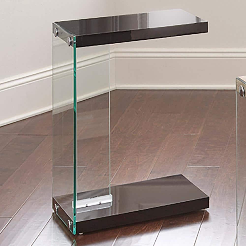 Elaina Chair Side End Table Black - Steve Silver Co.: Modern Rectangular Accent Table, Tempered Glass Frame, 2 Shelves