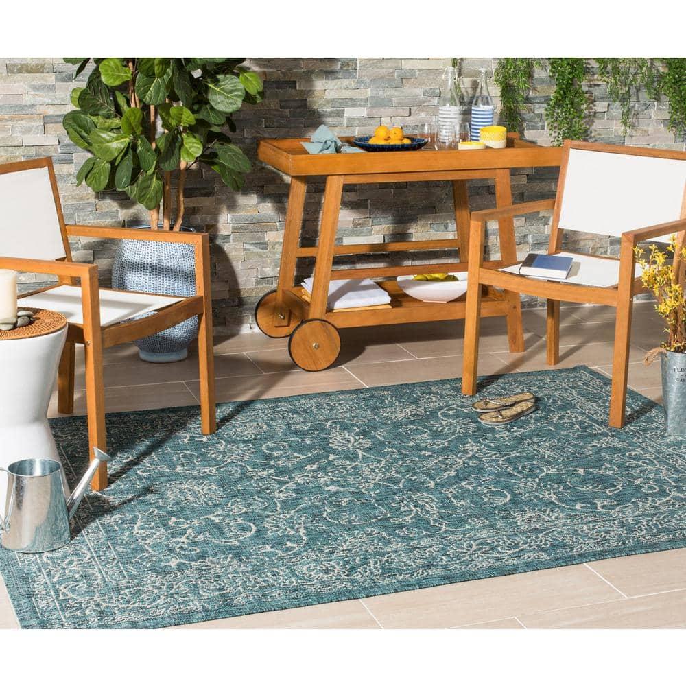 Courtyard CY8680 Power Loomed Indoor and Outdoor Area Rug - Turquoise - 9'x12' - Safavieh