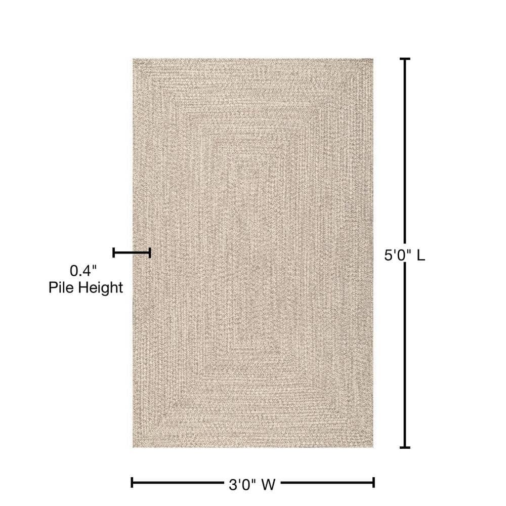 nuLOOM Wynn Contemporary Braided Tan Area Rug, 3' x 5', Durable Synthetic Fibers