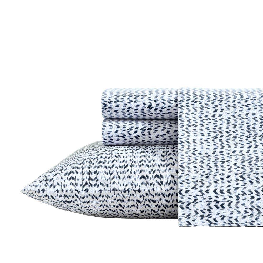 King Blue Cotton Percale Deep Pocket Sheet Set