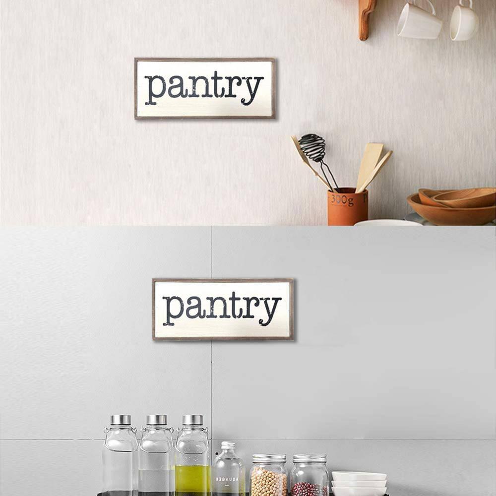 Parisloft Pantry Rustic Wood Block Sign, Small Farmhouse Tabletop Decor for Kitchen