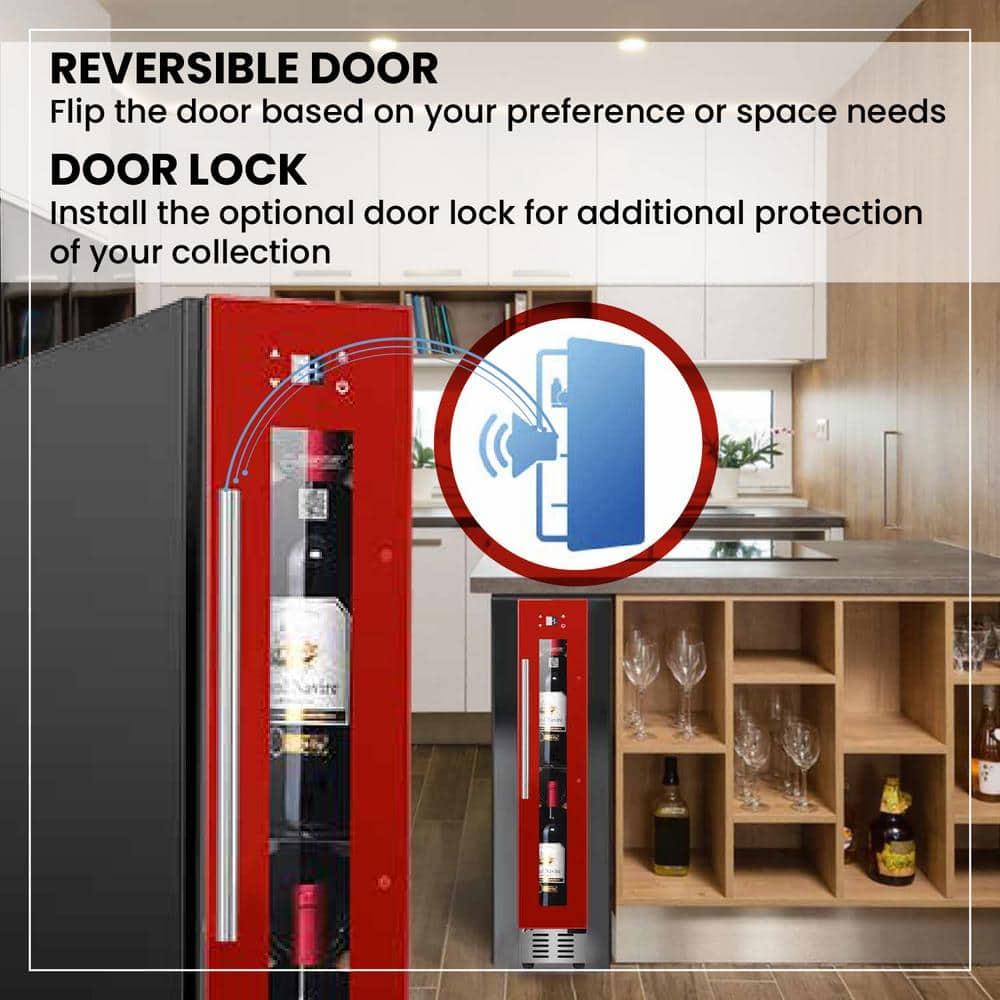 Slim Red Wine Refrigerator with Anti-UV Glass Door and LED Lighting